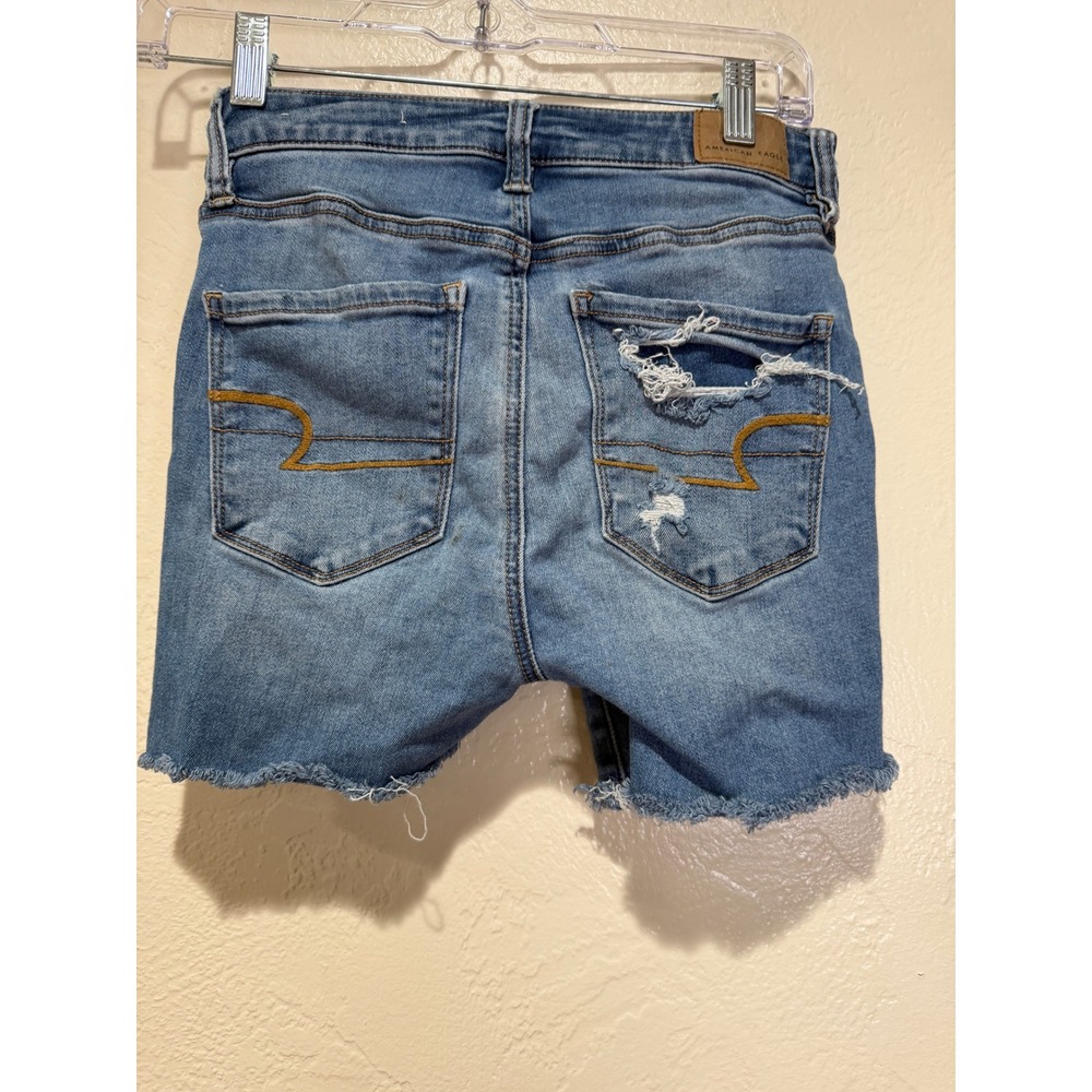 American Eagle Next Level Stretch Distressed Denim Shorts Womens 4 Medium Wash